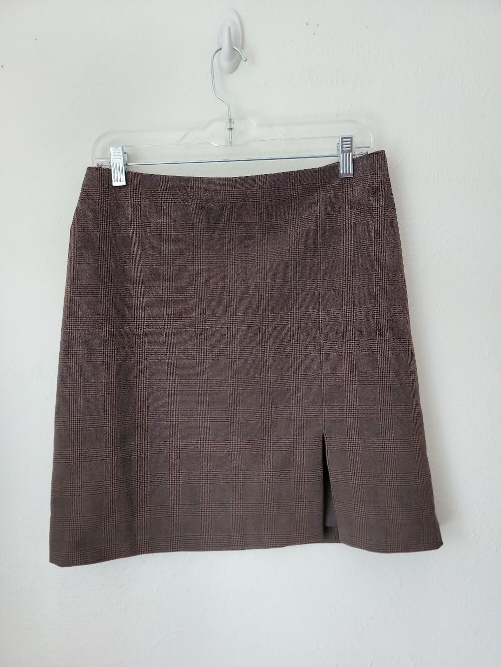 Rachel Zoe Brown Plaid Mini Skirt with Front Slit Fall Preppy Academia